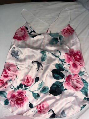 🆕 Victorias Secret Floral Satin Camisole Tank Top sz L
